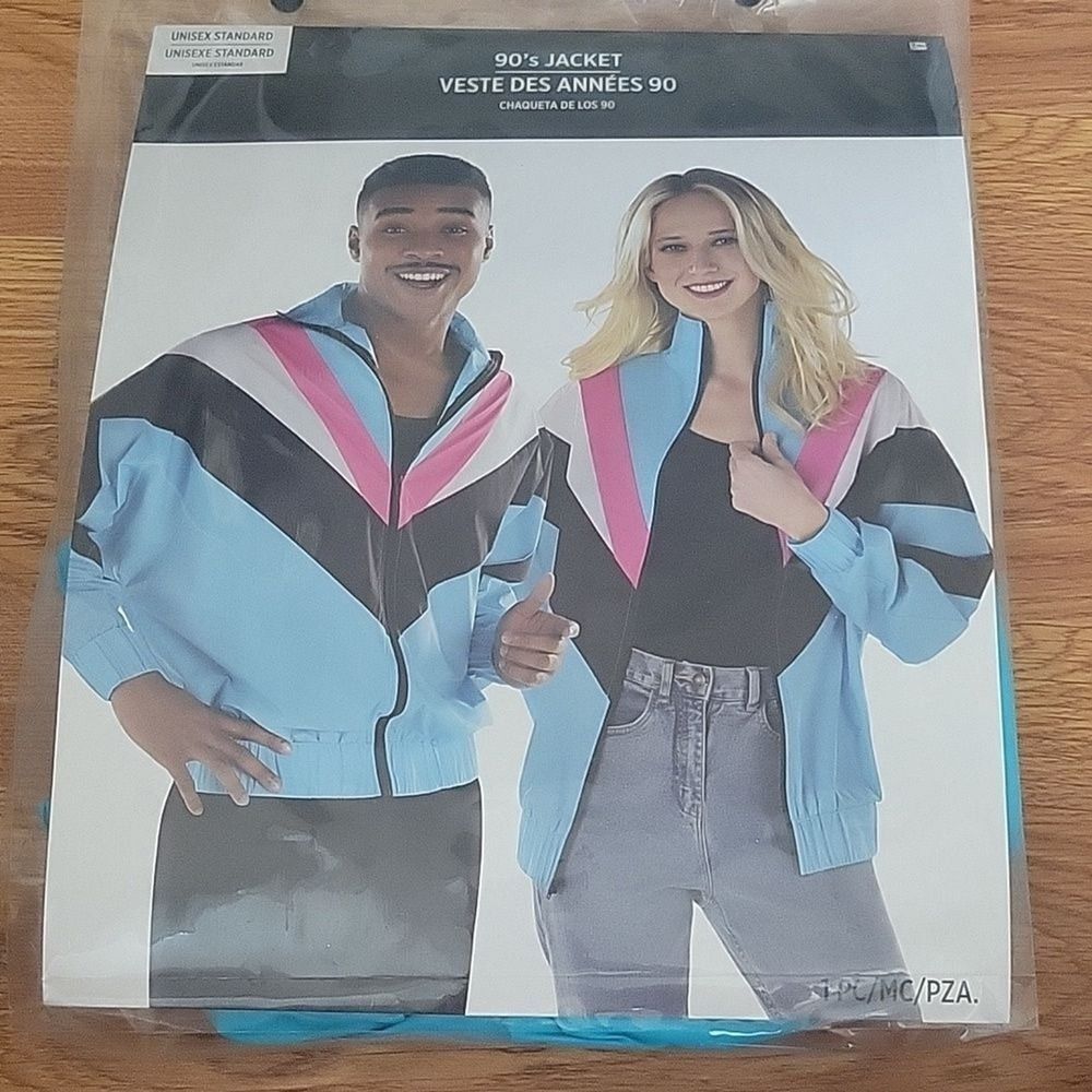 90's Jacket Windbreaker Retro Suit Yourself Fancy Dress Halloween Adult Costume